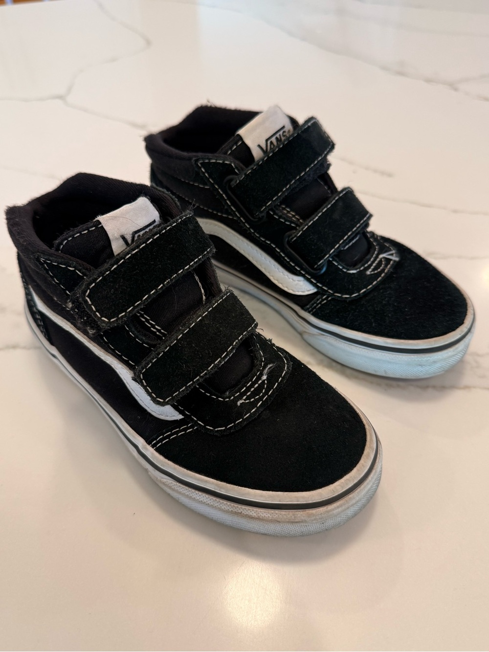 Vans Kids Black and White high top Velcro Sneakers size 13